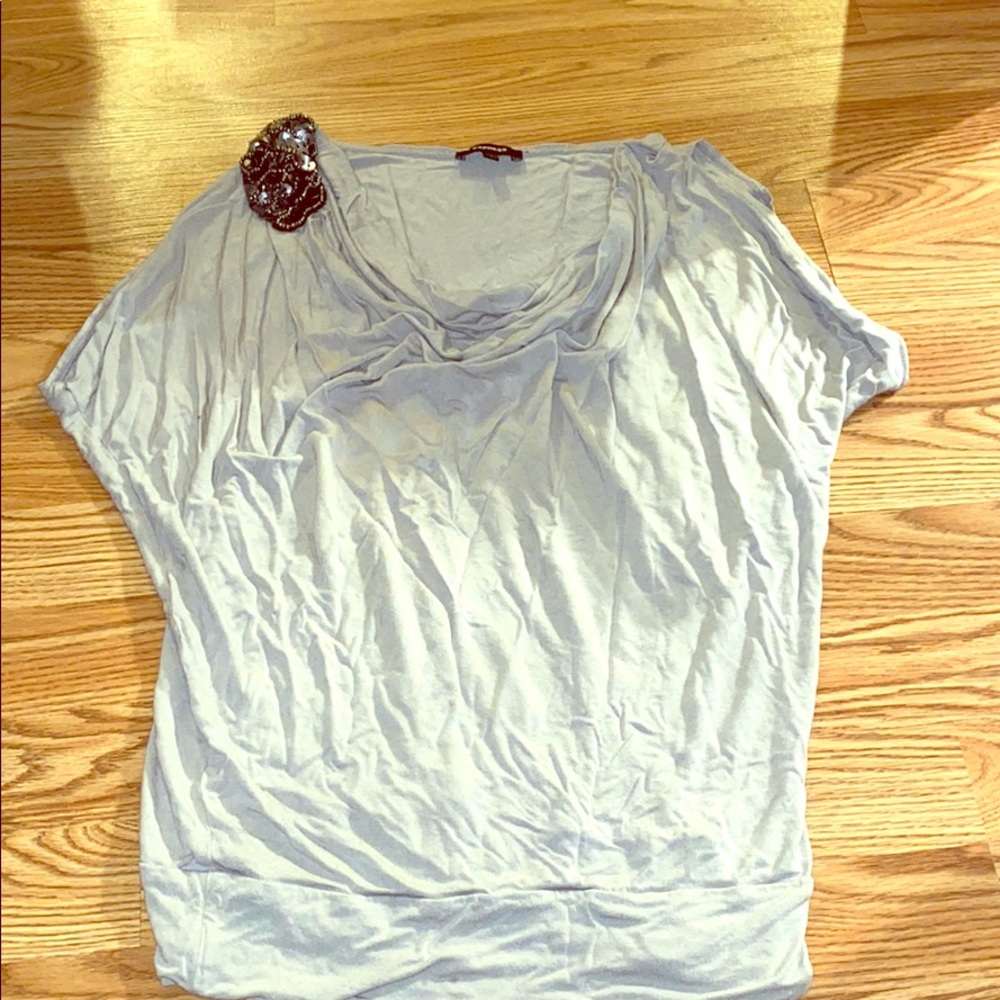 Express gray top with shoulder embellishment